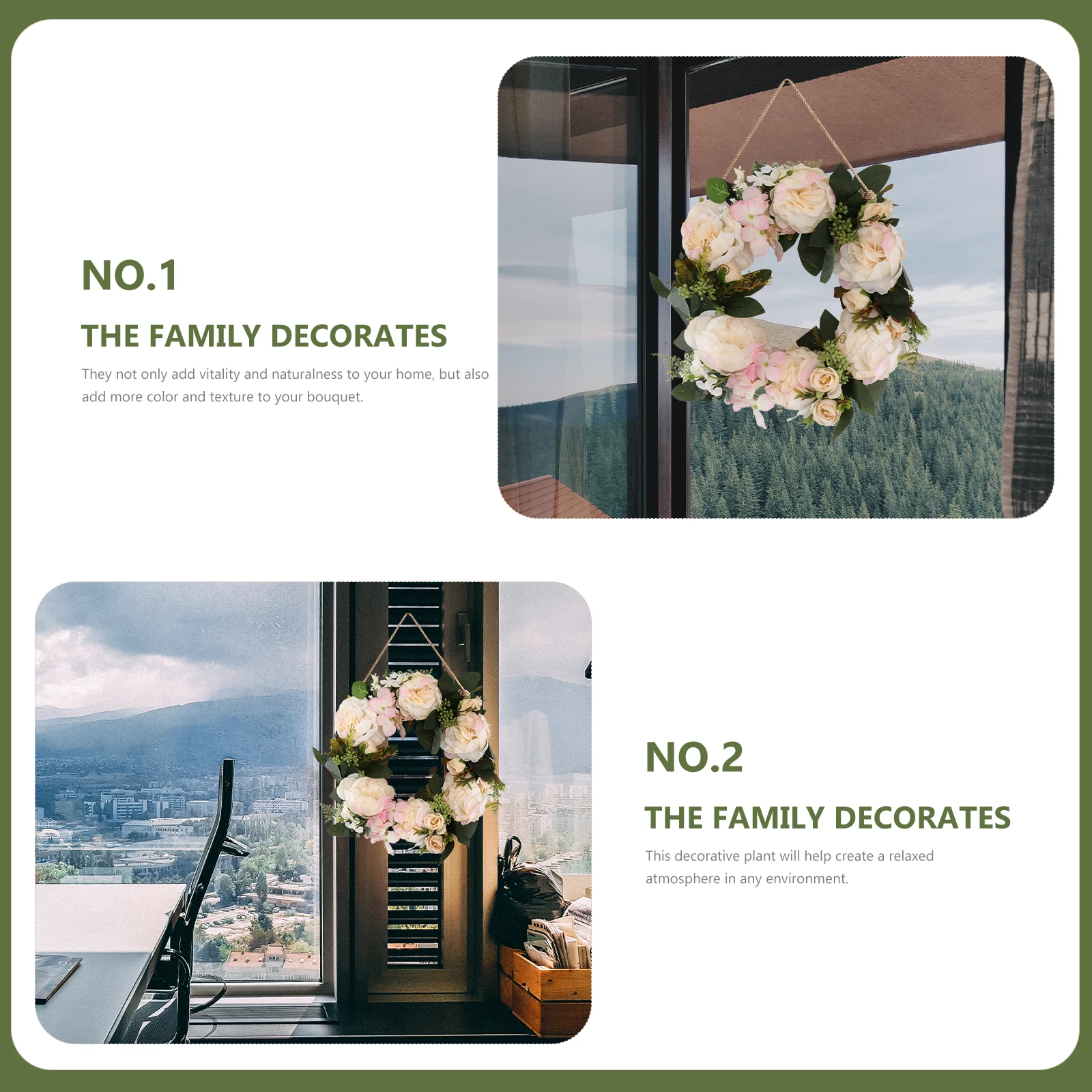 

1pc decorative Wreath Hanging Garland Door Ornament Home Party Decoration Pendant Simulation Wreath Wall Wedding Hanging