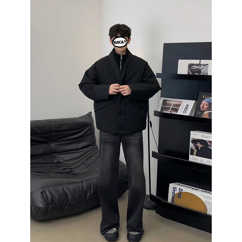 

Bla Puffer Cotton Jaet мужское зимнее Thiened ort Sle Cleanfit воротник-стойка корейский хлеб Sle повседневное пальто свободного покроя