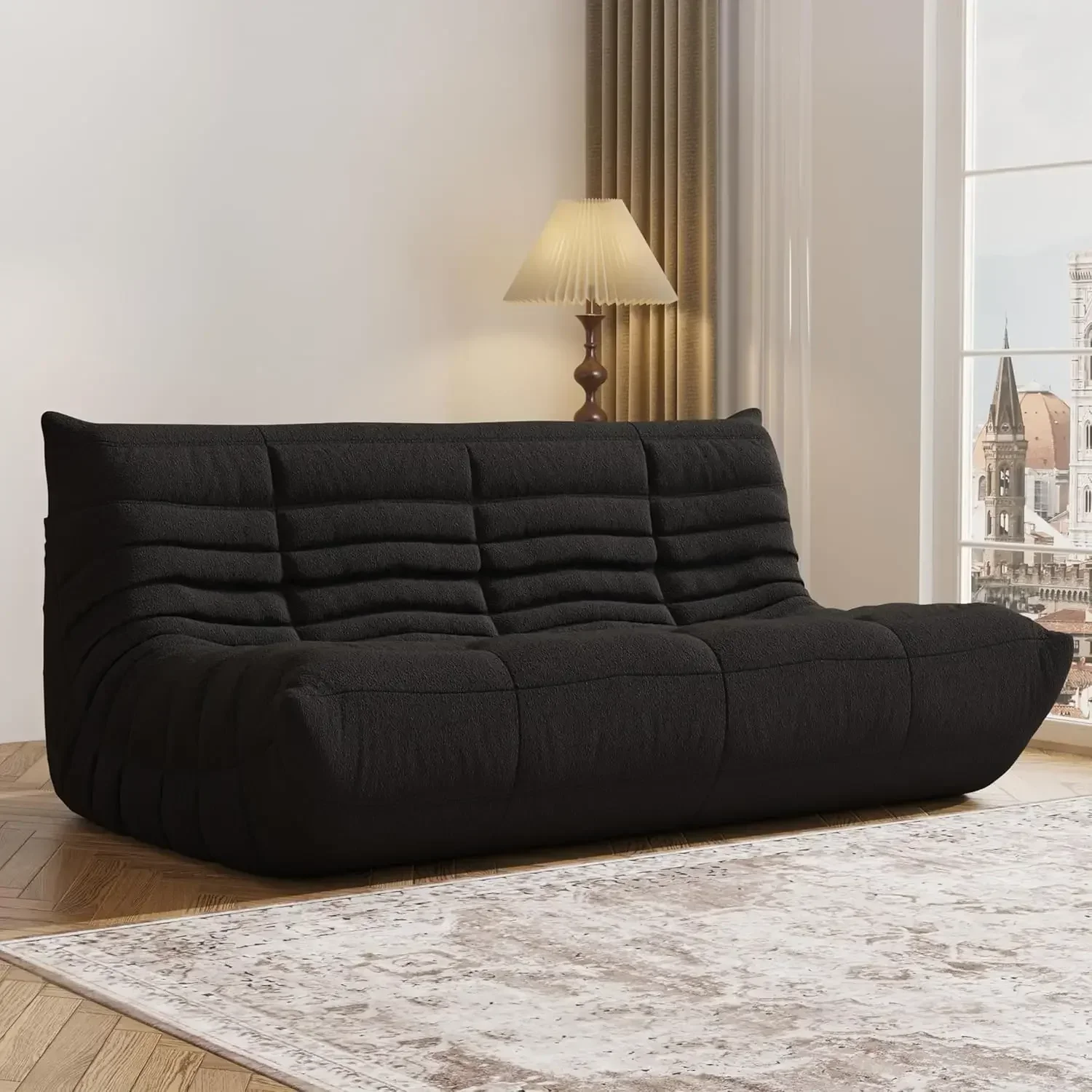 3-Seater Large Bean Bag Chair for Adult Teen, Comfy Fireside Accent Chairs Couch Futon Floor Sofa Boneless Lazy BeanBag Chaise L
