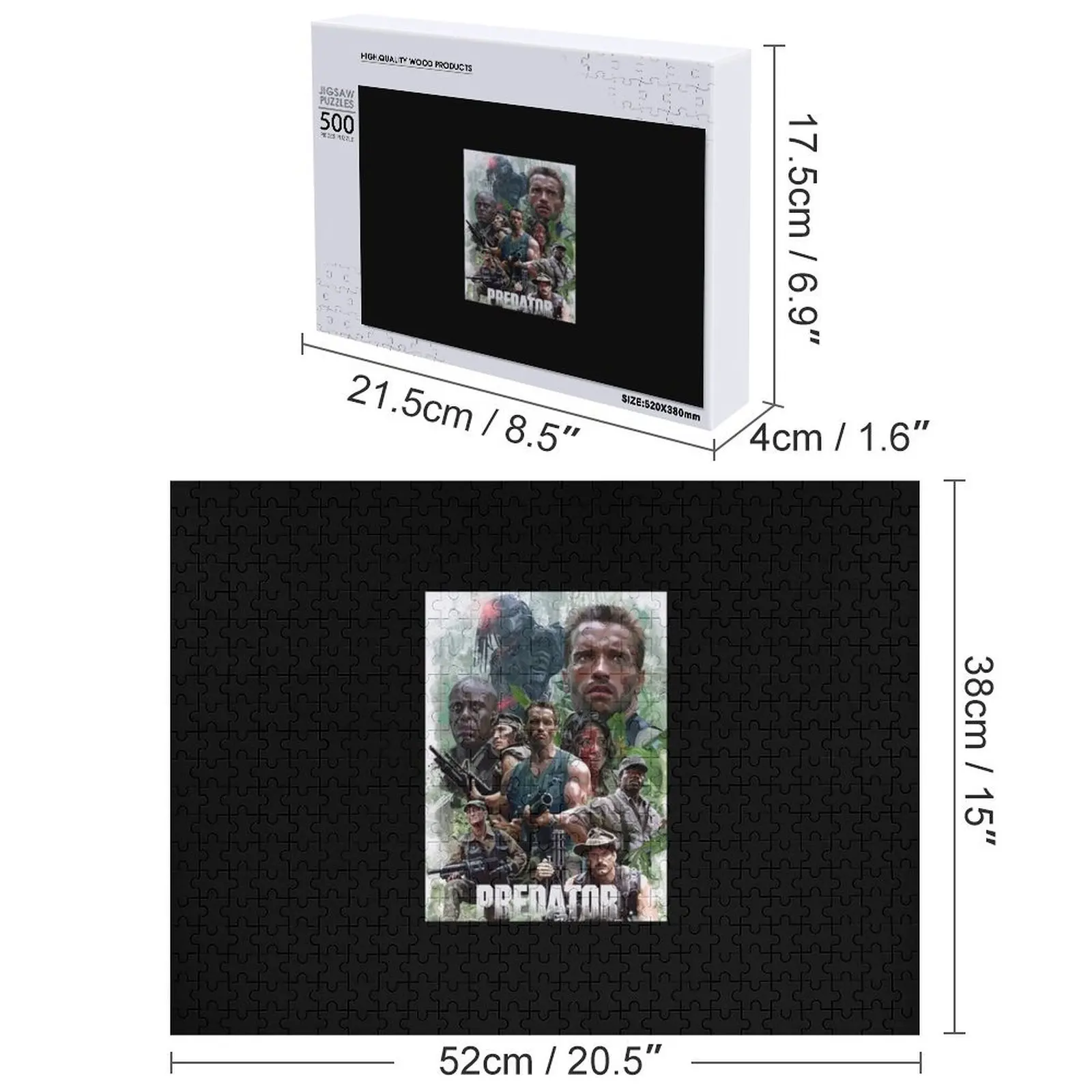 Prédateur (noir) Puzzle nom en bois jouets personnalisés pour tout-petits Puzzle