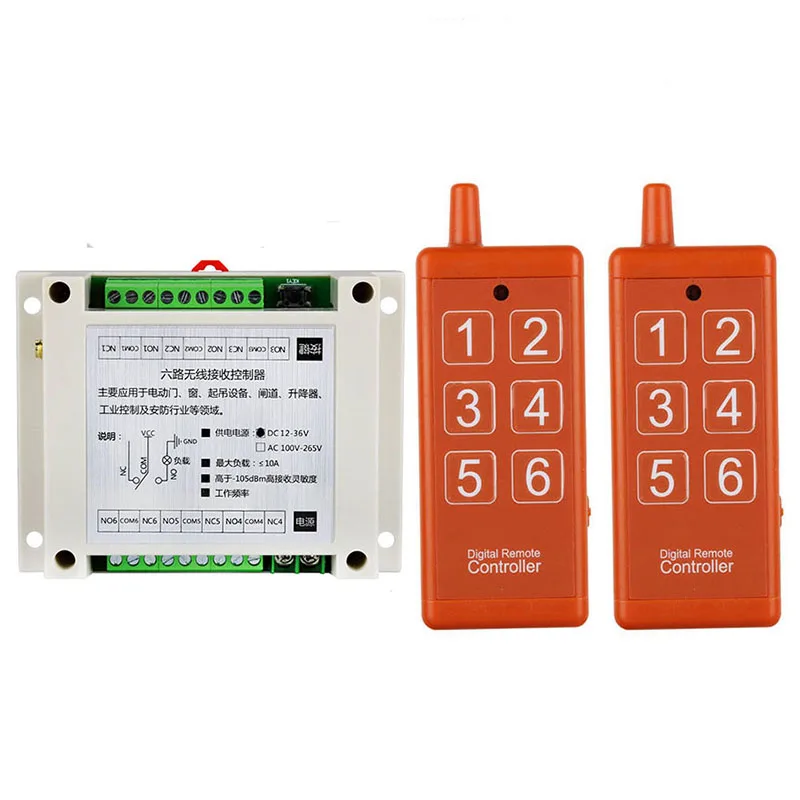 

433MHZ Universal Wireless Remote Control smart Switch DC12V 24V 6CH Relay Receiver Modul RF Remote controller with usb interface