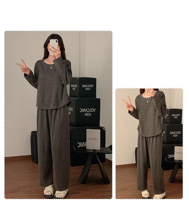 منامة النساء الشتاء المتسكعون مجموعات امرأة الكورية وسادة الصدر بنطلون علوي دعوى رقيقة المخملية ربيع الخريف ملابس خاصة بيجامة المنزل