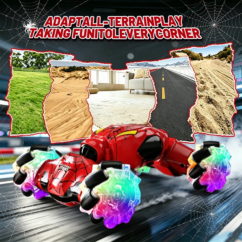Dual-Sided RC Stunt Car 360° Rotating Drift Twist Off-Road Buggy with Transparent Colorful LED Wheels Action Deformation Racing