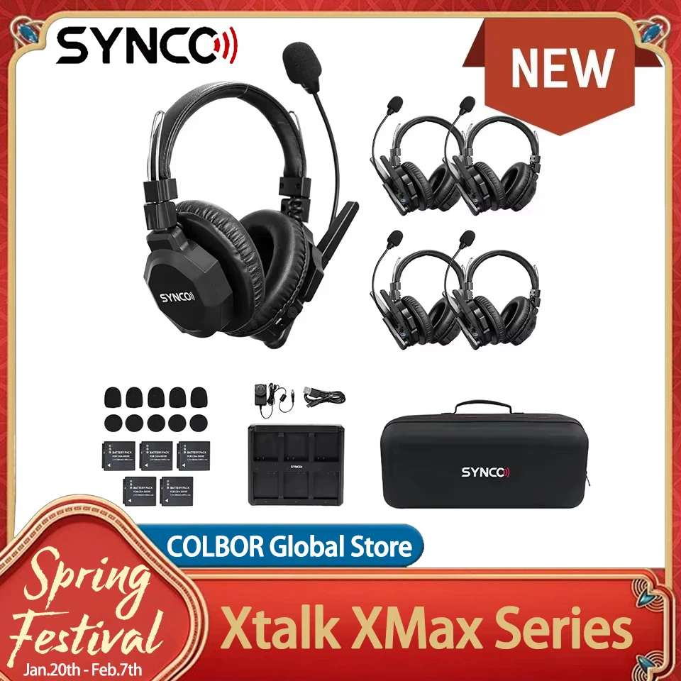 SYNCO Xtalk XMax Series Dual-Ear Noise Isolation Cancellation Team Communication Bluetooth Headset Wireless Intercom System