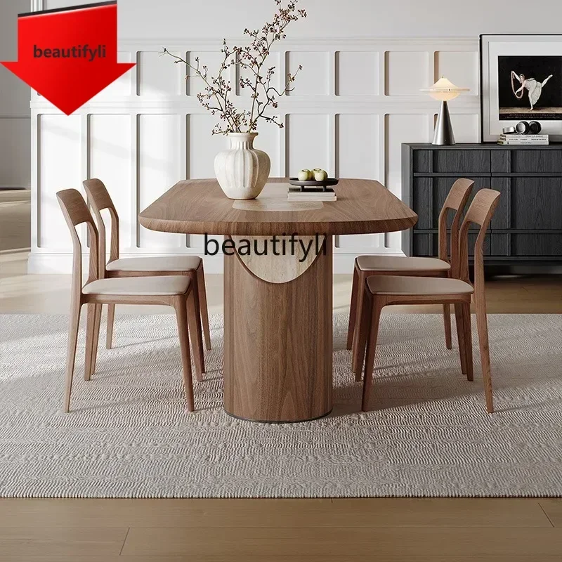 

Обеденный стол Q181: роскошный, современный, минималистичный, для гостиной, из массива дерева, с каменной столешницей, в стиле французского антиквариата.