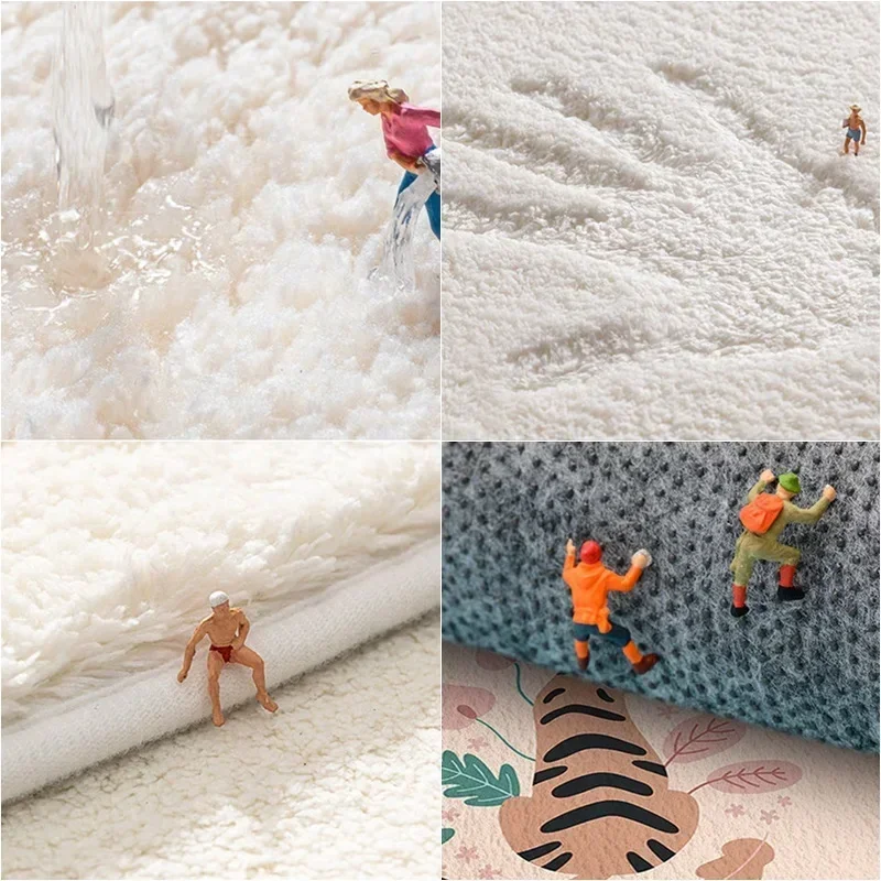 Fluffy Soft Bedside Rugs Nordic Flowers Carpet for Kids Room Bedroom Bathroom Living Room Non-Slip Home Decor Long Floor Mat