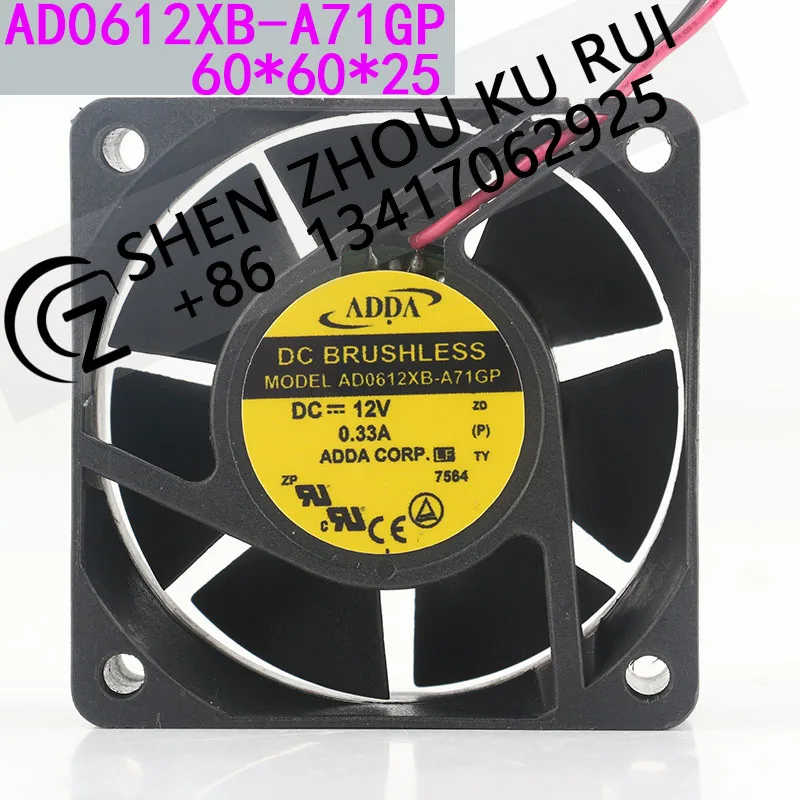 New ADDA 5V 24V 48V DC 12V 0.33A AC EC 6025 60X60X25MM 6CM High air volume axial flow test instrument AD0612XB-A71GP cooling fan