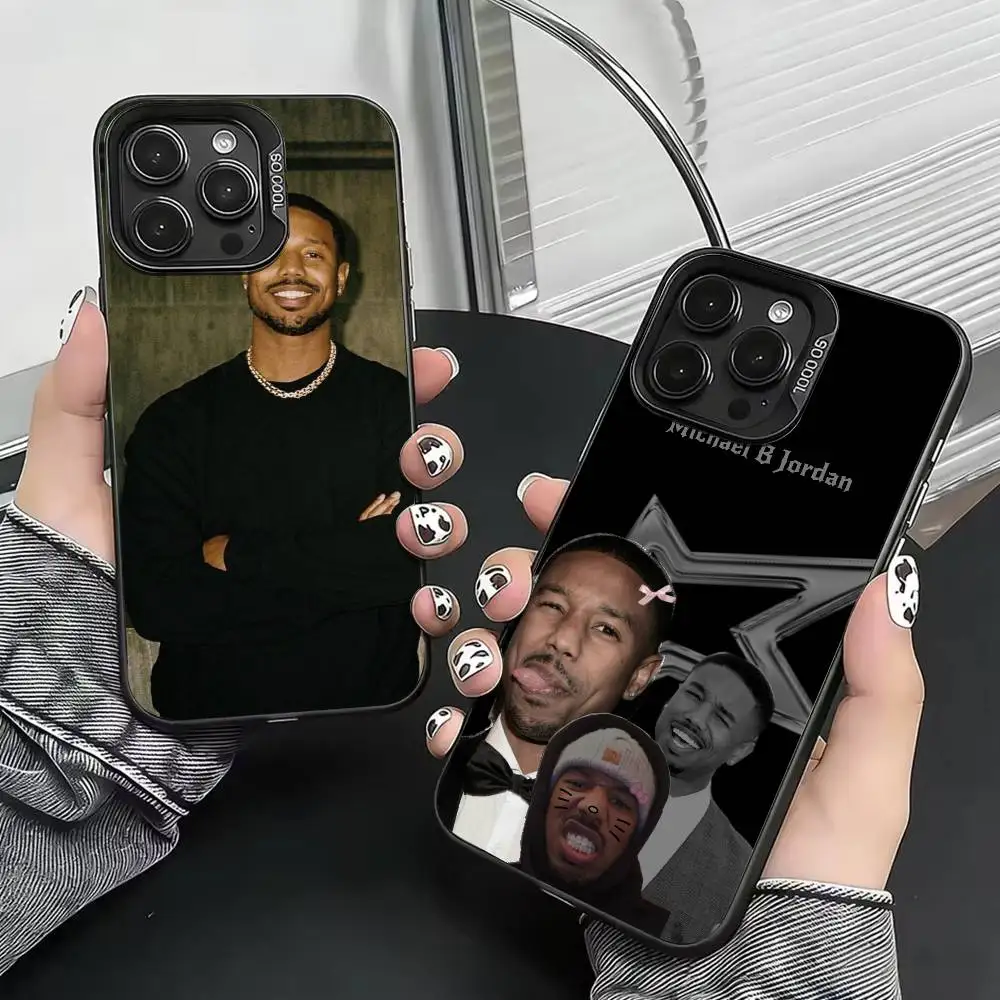 Funda para Teléfono con Diseño de Pantera Negra Michael B. Jordan para iPhone 17, 16, 15, 14, 13, 12, 11 Plus, Pro Max, XS, Cubierta Colorida Plateada y Negra