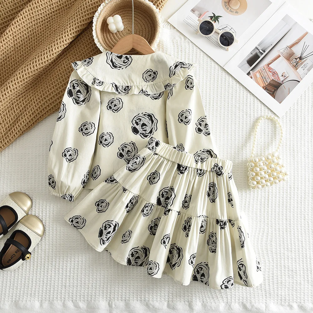 1 2 3 4 5year Baby Girls Clothes Set Kids Summer Casual long Sleeve Floral Top Pant Sets Children Comfortable tutu skit Sets