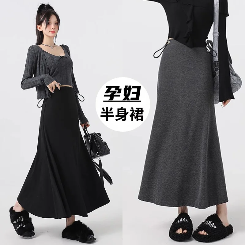 

Pregnant Women Youth 2025 Spring Summer New Maternity Soft and Draped A Line Non-Maternity Band Versatile Mermaid Long Skirt