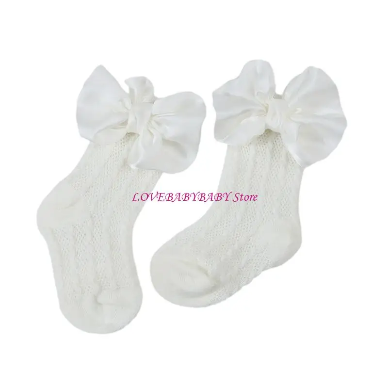 

Baby Headband/Socks Solid Girls Length Socks with Bowknot Embellishment 4XBC