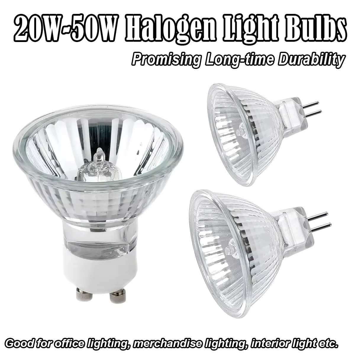 

Halogen Spotlight Bulb Gu10 Mr16 Gu5.3 Ac220v Dc12v 2800-3200k Dimmable Light Bulbs 30°/beam Angle 20w 35w 50w 2pins Glass Shell