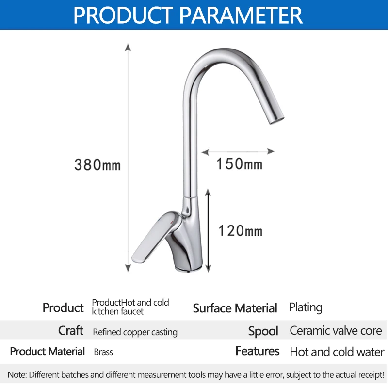 Household Faucet Silver 360 Degree Rotation Kitchen Faucets Single Handle Hot/Cold Water Mixers Tap Bar Kitchen Sink Tap