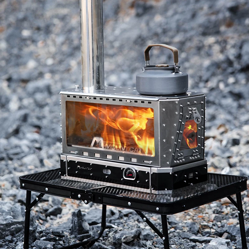Outdoor 304 Stainless Steel Wood-Burning Stove: Portable Wood-Fueled Heating Fireplace for Travel Camping Tents & Courtyards