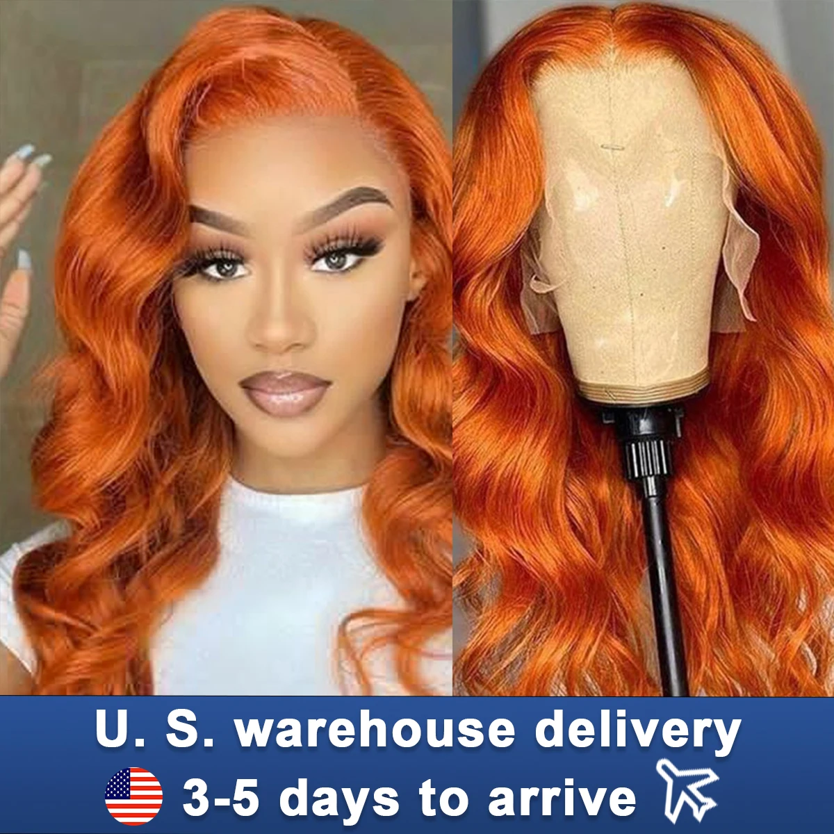 JOPEAR HD Transparent 13x6 Ginger Body Wave Lace Front Wig 350 Orange Color 13X4 Lace Frontal Human Hair Wig For Women