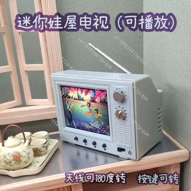 12 Miniature Playable Video TV Model - Functional Mini Television for Home Decor Realistic Living Room Appliance