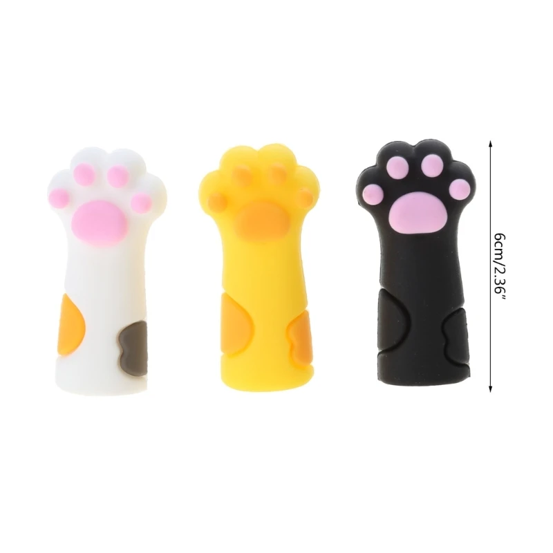 3 Miếng Mèo Paw Bút Chì Hoạt Hình Bút Chì Chống Nhai Silicone Nắp Bút Chì Cho Bé Học Sinh Lớp phần Thưởng