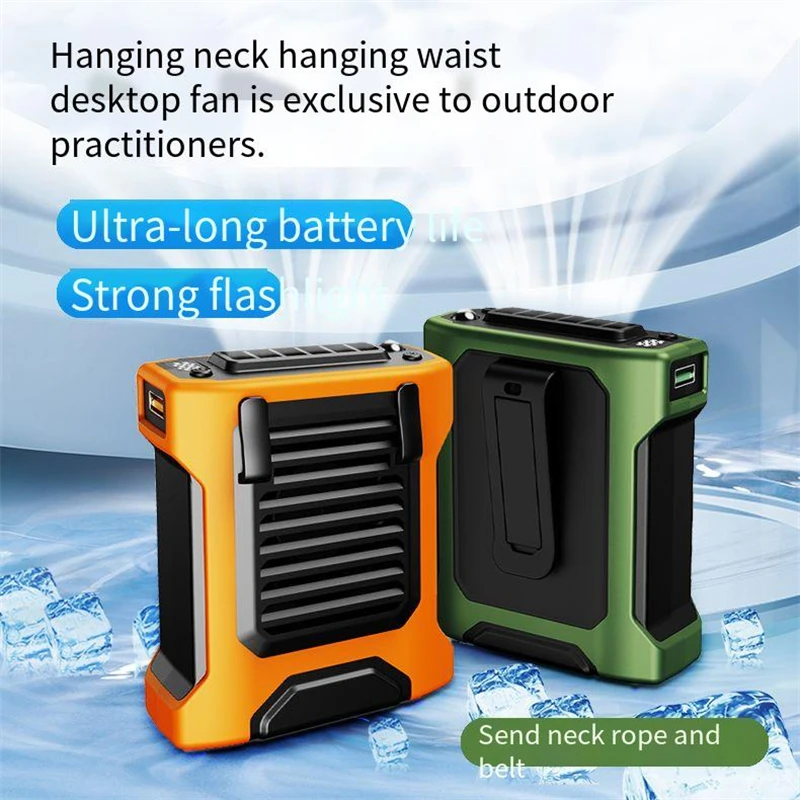 Portable Hanging Neck Fan Mini Cooling Waist Fans 5000mAh USB Rechargeable Air Cooler Fan 4 Speeds Adjustable For Outdoor Travel