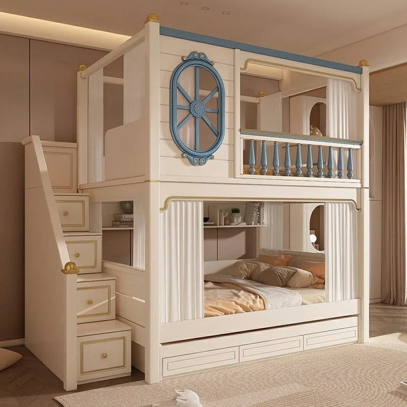 

Blue Bunk Bed, Bunk Bed, American Children's Bed, Boy's High and Low Bed, Children's Room, Double Bed