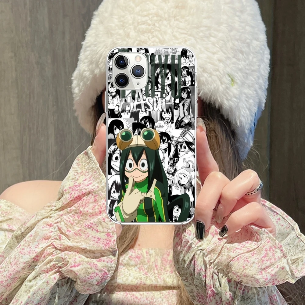 Hero Tsuyu Asui Froppy Cell Phone Case for iPhone 15 14 13 12 11 X XR XS 8 Pro Max Plus Mini Clear Transparent Phone Cover Shell