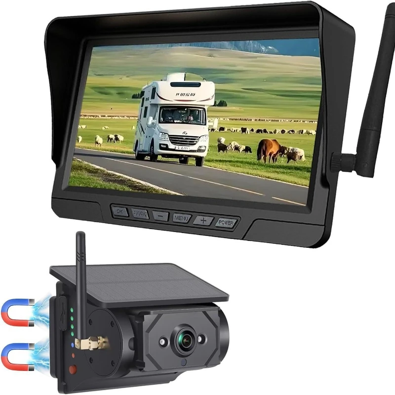 7 inch truck wireless solar magnetic monitoring high definition driving recorder reversing image