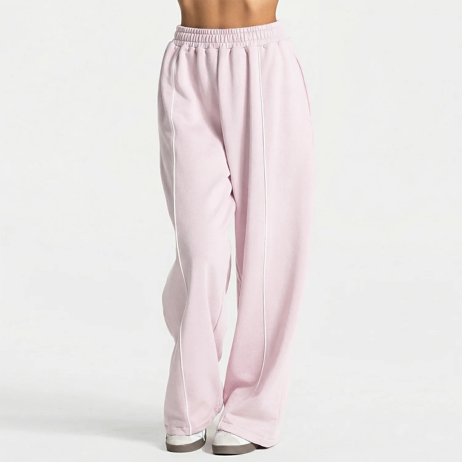 

Спортивные брюки для йоги с прямыми штанинами, женские, весенне-летние, универсальные, однотонные, широкие, эластичные, с высокой талией, для фитнеса