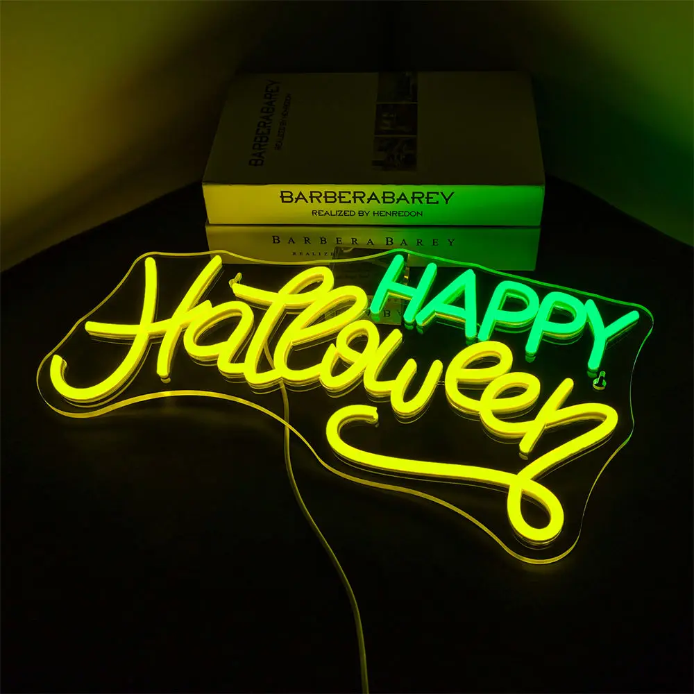 Happy Halloween Neon Led Sign Letter Neon Lights Room Decoration For Party Bar Home Bedroom Club USB Power Wall Decor Signs Lamp