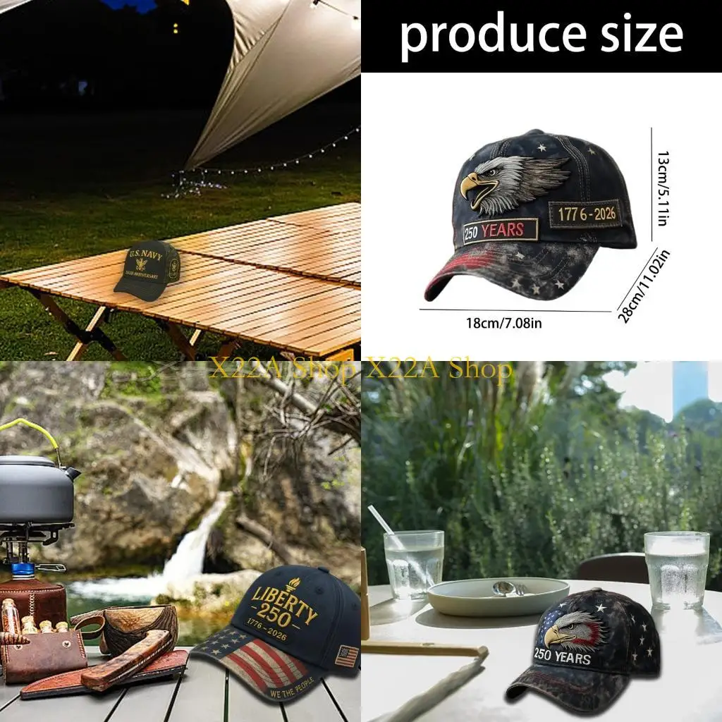 Unique Adjustable Patriotic 250th Anniversary Baseball Hat Breathable Fabric  Embroidered Marine For Outdoor Event Daily Wear