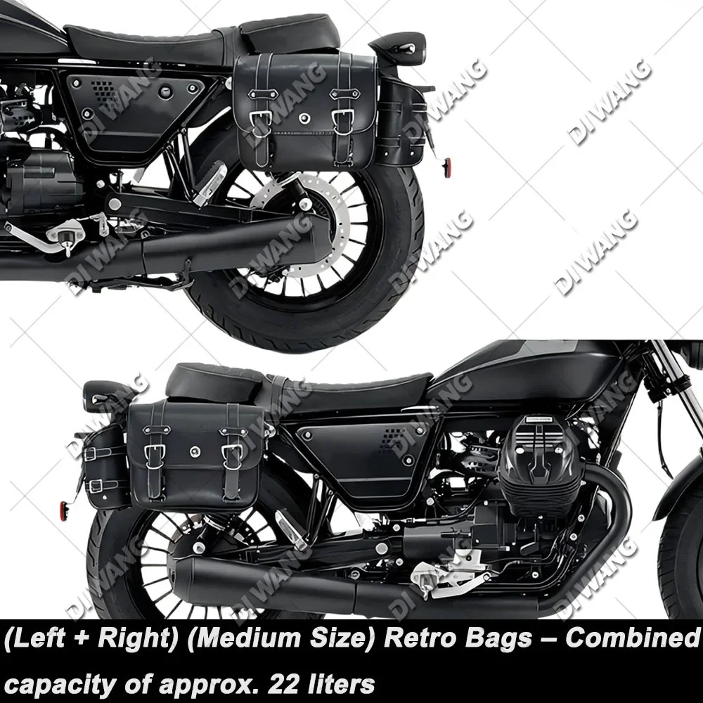 Waterproof Quick Release Side Bags Motorcycle Large Capacity Helmet Bag Vintage Side Case For Moto Guzzi V9 Modified Accessories
