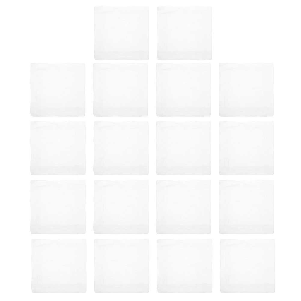 18 قطعة مناديل قطنية للرجال بيضاء ناعمة ماصة قابلة للغسل مربعات الجيب مسح العرق فستان بدلة الزفاف استخدام السفر #1