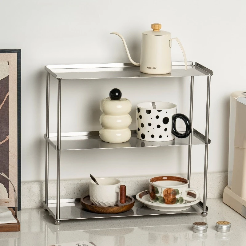 

Industrial Stainless Steel Cup Holder Minimalist Desktop Organizer for Coffee Mug Modern Display Rack Space Saving Kitchen Shelf