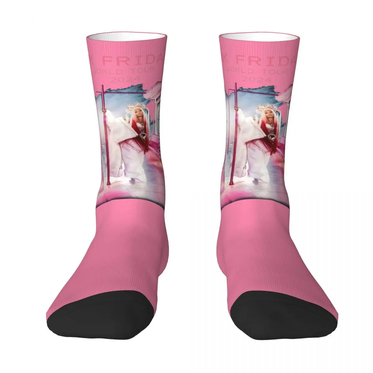 Nicki Minaj Pink Fridays 2 Socks World Tour Classic Retro Stockings Couple Soft Breathable Socks Autumn Printed Anti Sweat Socks