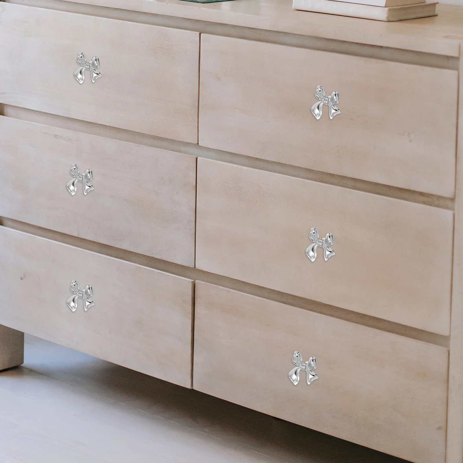 

Silver Bow Dresser Knob Decorative Door Handle Vintage Drawer Pulls Elegant Copper Furniture Hardware Wardrobe Cabinet Stylish