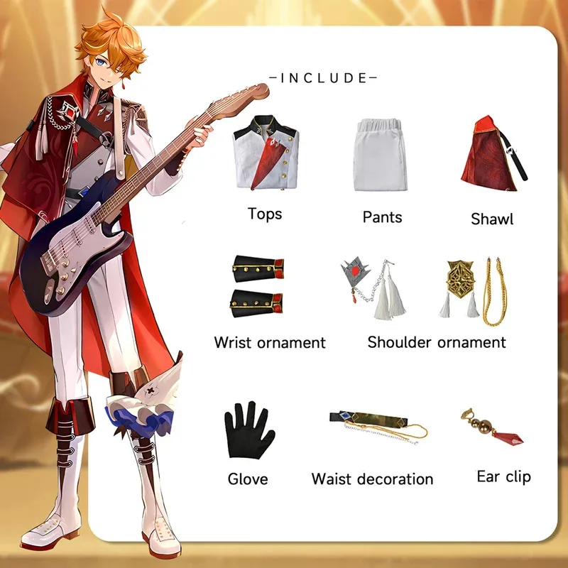 ss232023 เก็นชิน อิมแพ็ค ซิมโฟนีออร์เคสตราคอสเพลย์ทาร์ตาลียาคอนเสิร์ตเครื่องแต่งกายถุงมือคลิปหูผู้ชายผู้หญิงฮาโลวีนชุดวิกผม B