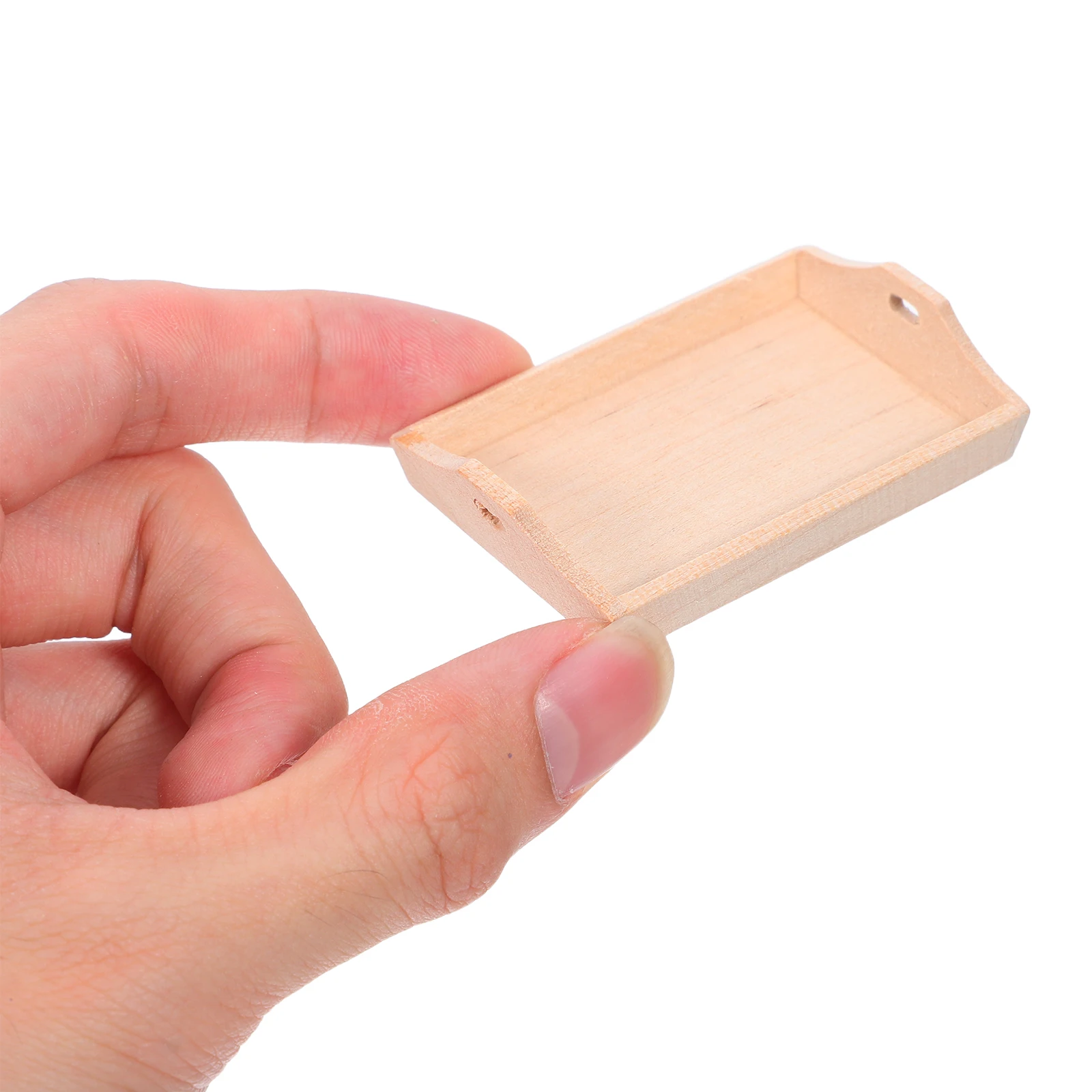 Bandeja de madera resistente para pan, sartén de cocina para casa de muñecas, sartén en miniatura para casa de muñecas, utensilios de cocina, Mini bandeja elegante, bordes seguros, fácil de limpiar