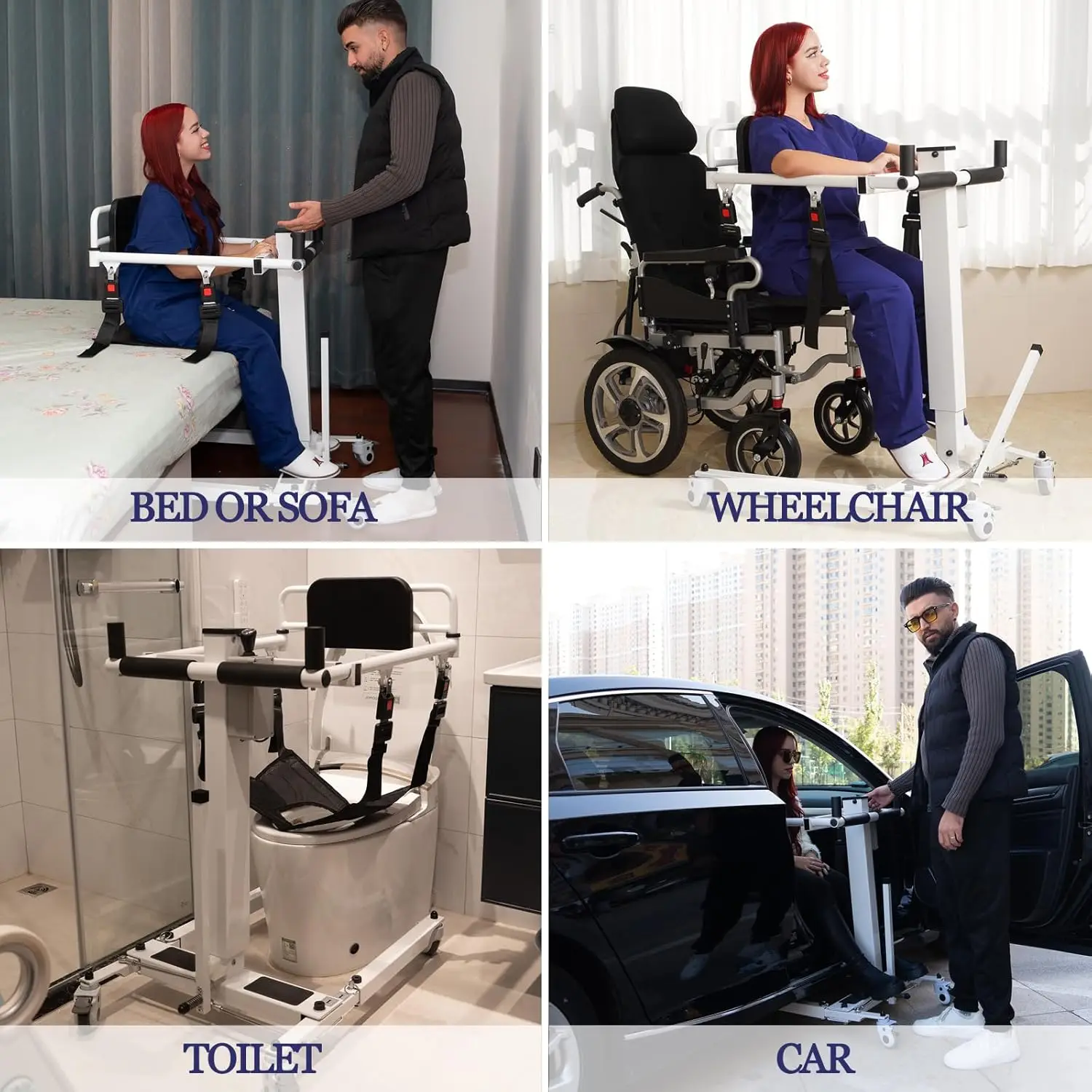AIROW Electric Lifting Wheelchair Transfer Chair for Elderly Durable Sling for Vehicle Seat Transfer