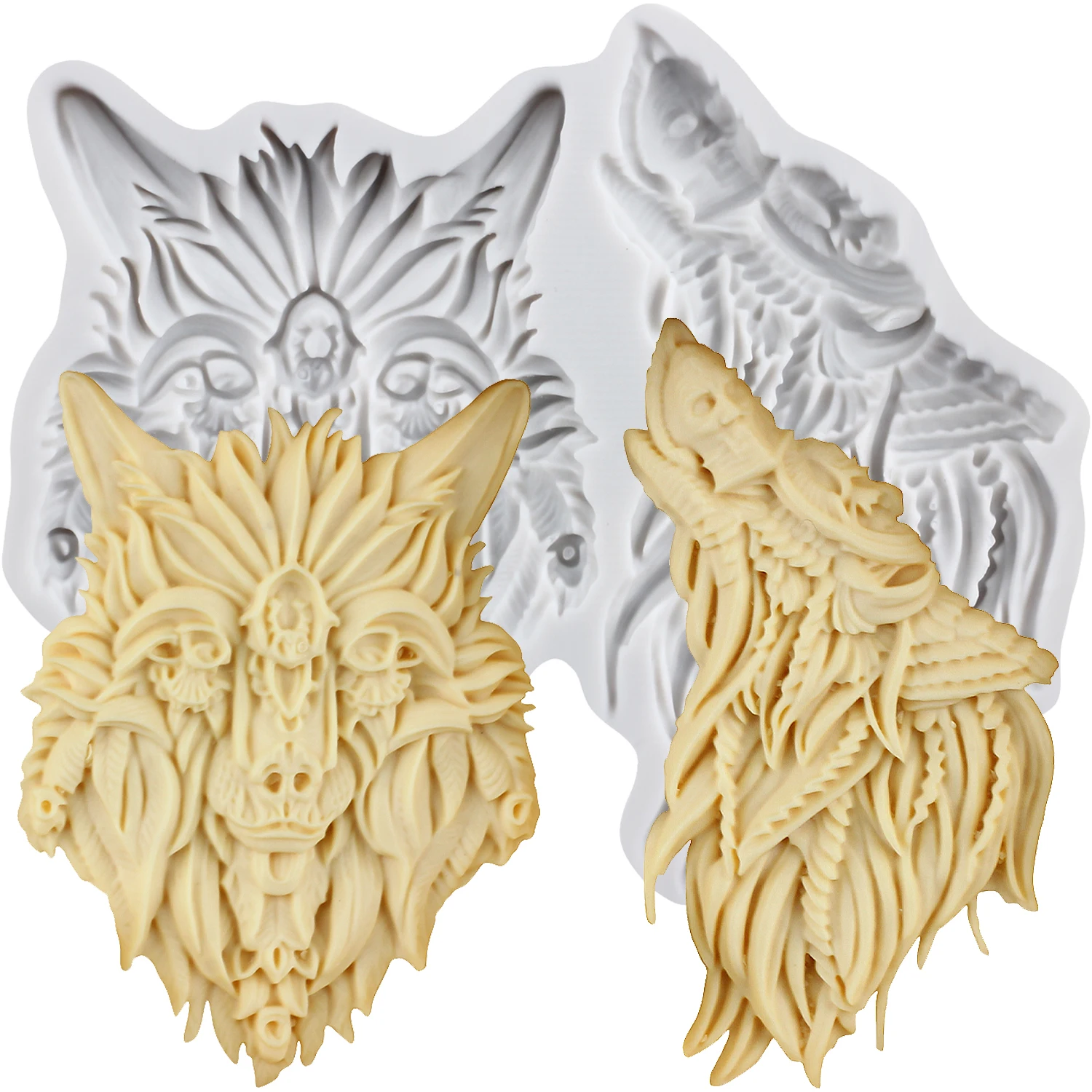 Lion Silicone Molds Wolf Fondant Cake Decorating Tools Cupcake Topper Chocolate Candy Sugar Craft Gum Paste Polymer Clay