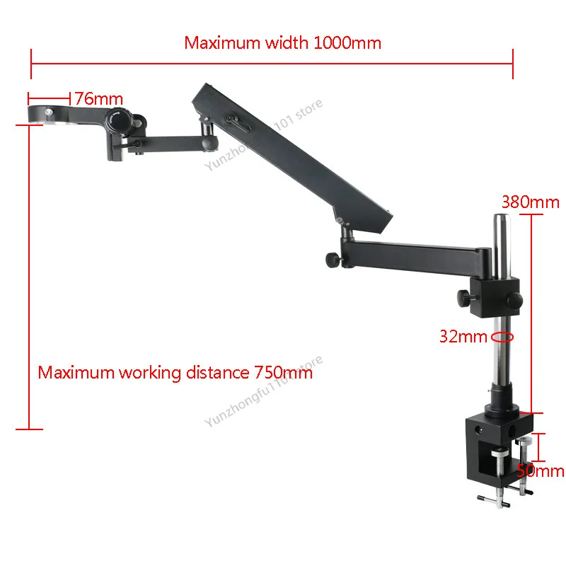 76Mm Focusing Bracket 25mm/32mm Column Clamp-on Rocker Arm Trinocular Binocular Stereo Microscope Bracket