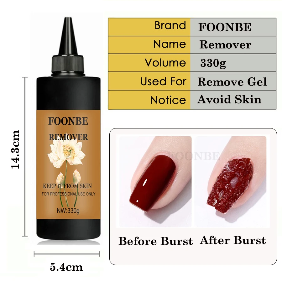 FOONBE 330g No Wipe Top Coat Gel Nail Polish Super Shine Gel Tempered Matte Top Gel Soak Off UV LED Nail Art Foundation Base Gel