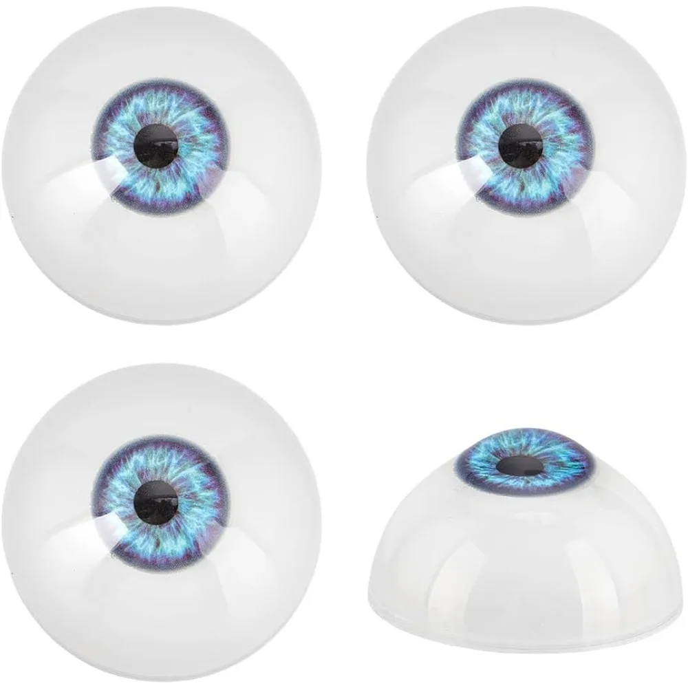 

4pcs Human Eyeballs 32mm Blue Realistic Eyes Acrylic Scary Craft Eyeballs Half Round Eyes Large Eyeball for Halloween Party