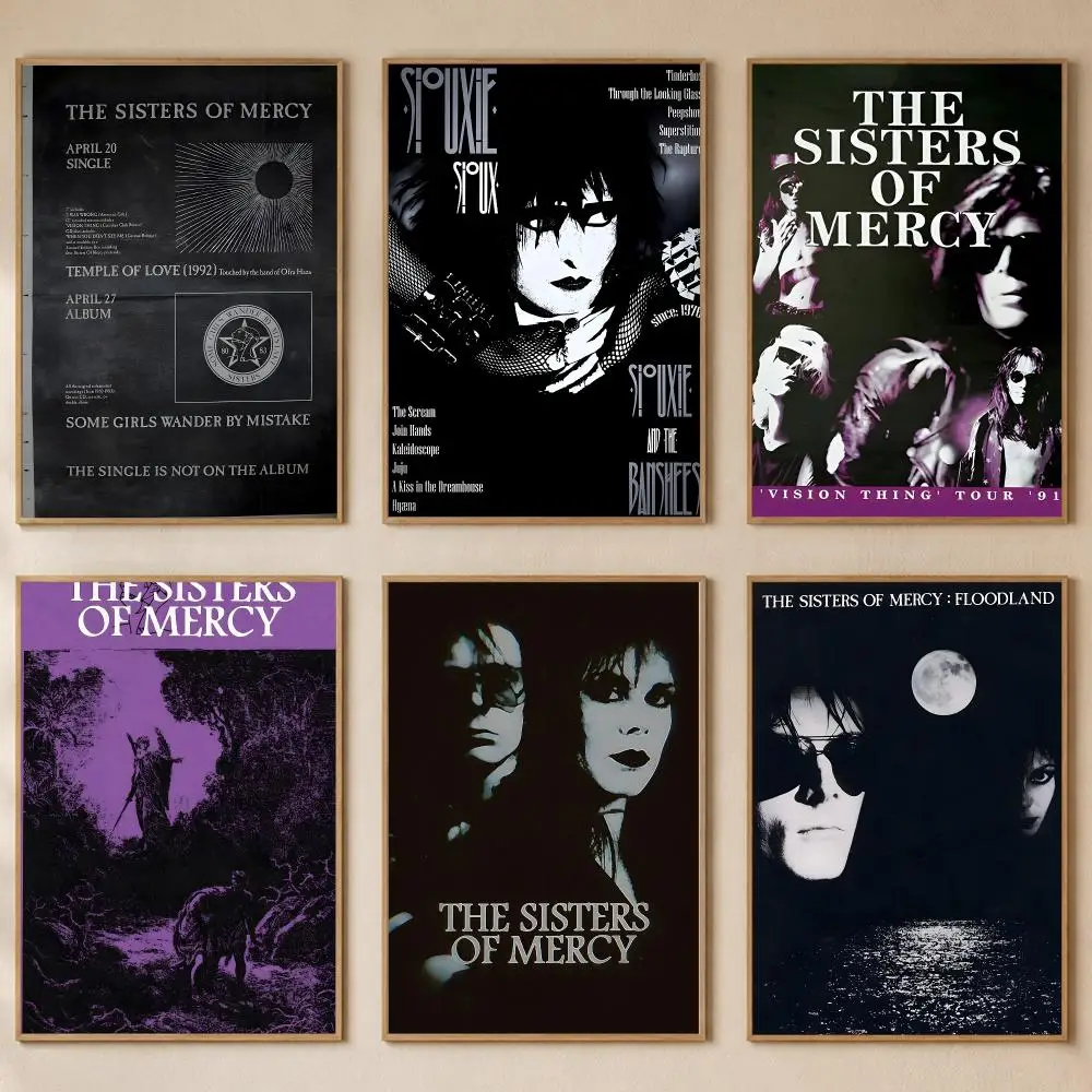 Rock Band The Sisters of Mercy Poster PP Self-Adhesive Bedroom Gaming Cafe/Bar Vintage Aesthetic Decor Ideal Gift