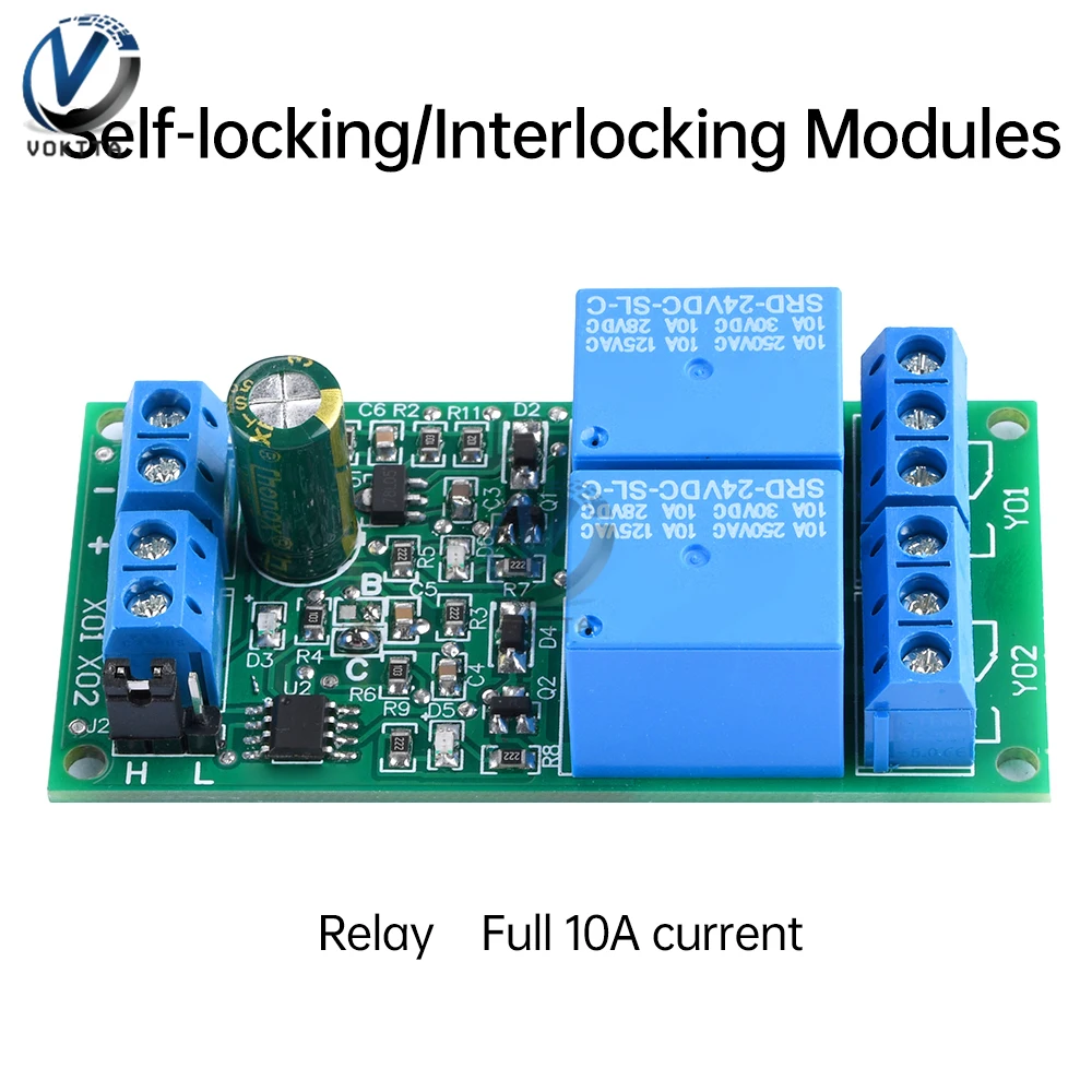 DC Relay Module Self-Locking Interlock Relay Module Switch Controller Protection Board High and Low Level Trigger 5V 12V 24V