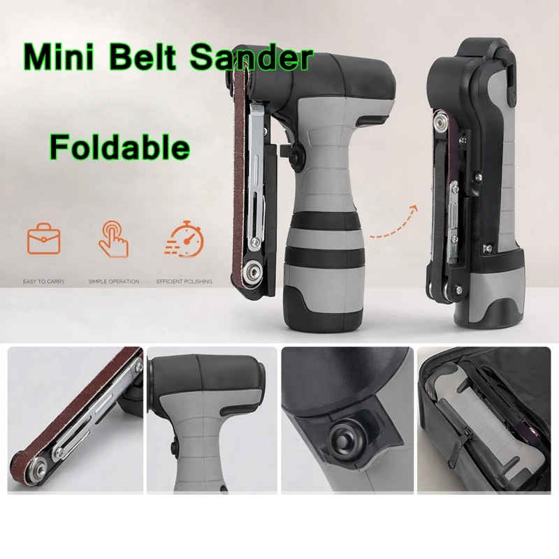 Belt Sanding Machine Non Slip Versatile 16.8V Battery Belt Sander Rusting Removal 10 Sanding Belts for Car Parts Polisher