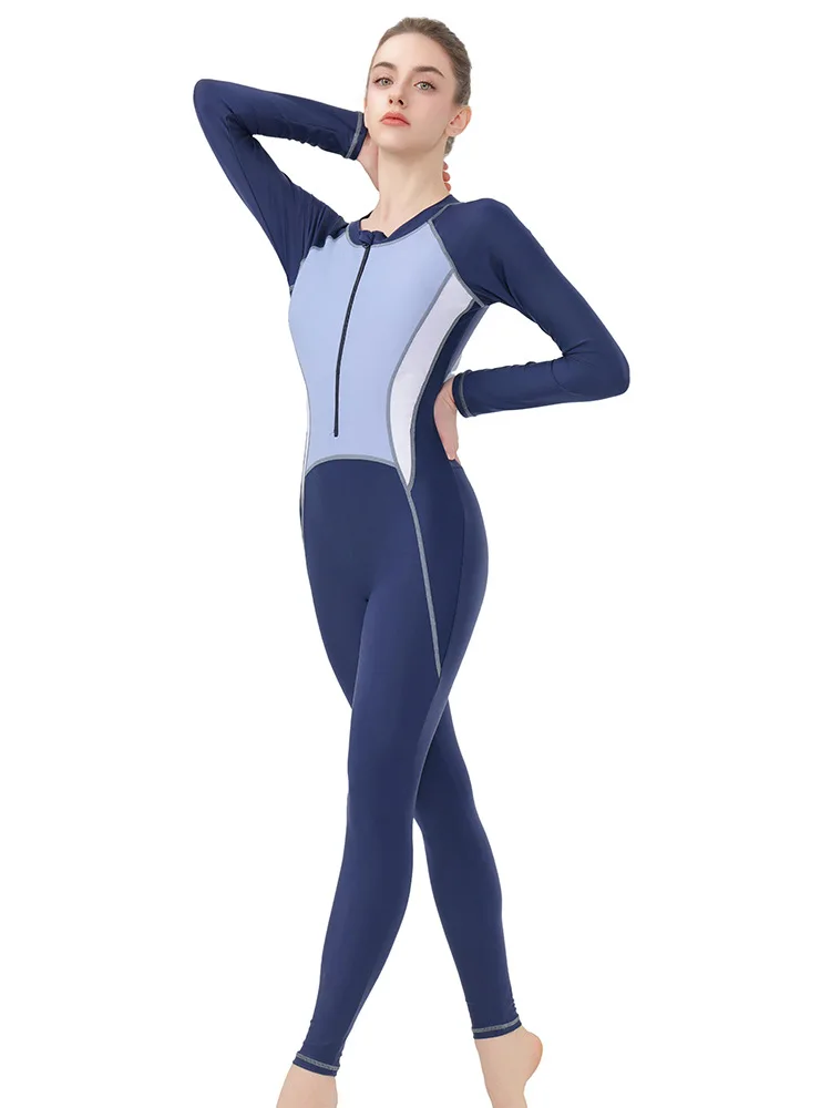 Women's Full-Body One-Piece Swimsuit Long Sleeve Pants Sunscreen Snorkeling Wetsuit Jellyfish Suit Surfing Diving Sport