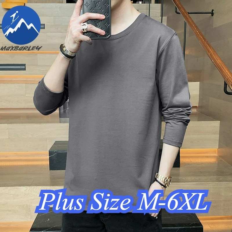 

Men Cotton Long Sleeve Loose Round Neck Outdoor Work Breathable Long Sleeve 2026 Autumn Daily Style Comfort Lightweight T-Shirt