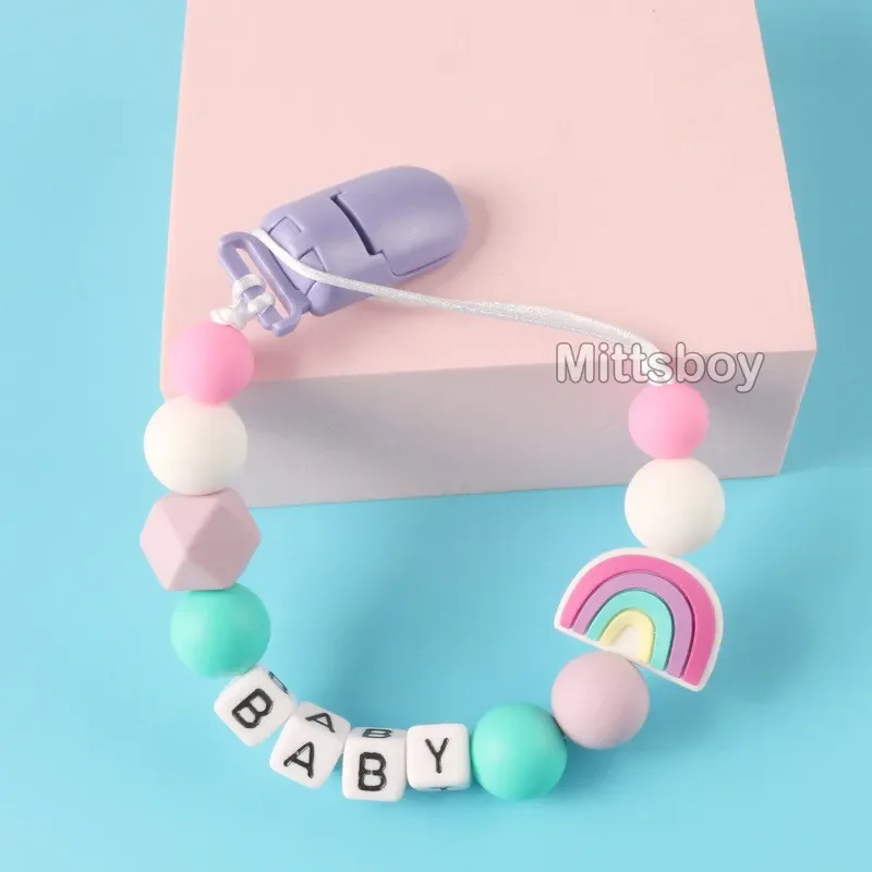 Custom Handmade Silicone Rainbow Pacifier Clip Gift