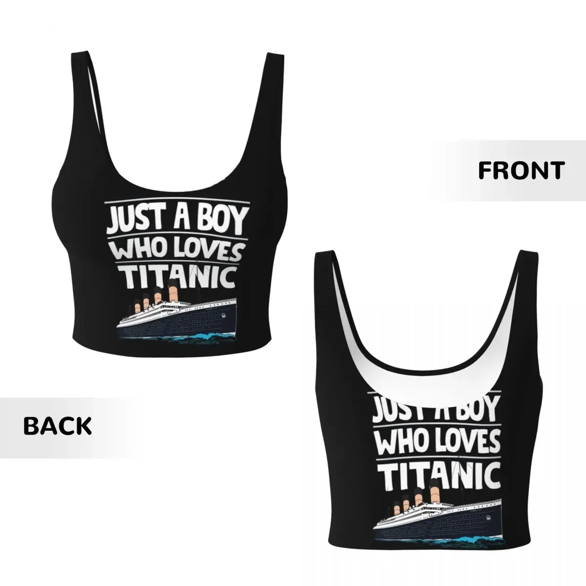 Custom Just A Boy Who Loves Titanic Titanic Ship Gift For Boys Kids Women Sports Vest Bra Workout High Impact Yoga Crop Tank Top