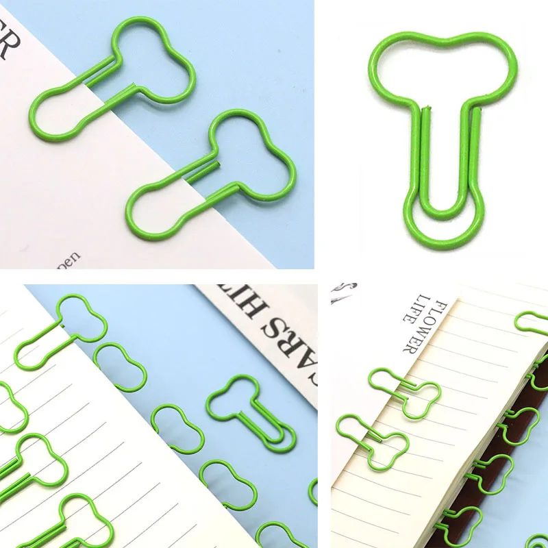 

Creative Shaped Paper Clip Plastic Coated Line Green Cartoon Paper Clips Metal Student Stationery Office Paperclip Paperpins