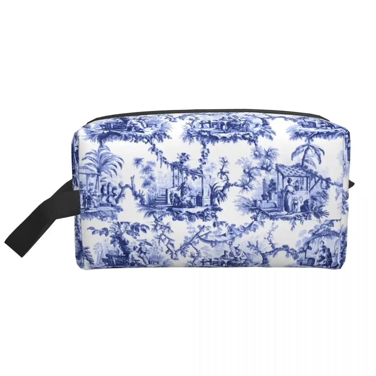 Fashion Blue And White Delft Chinoiserie Toile Travel Toiletry Bag for Women Makeup Cosmetic Bag Beauty Storage Dopp Kit