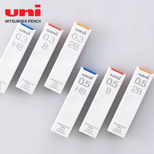 1 caja de portaminas japonés UNI UL-S, núcleo de plomo, a prueba de manchas, negro grueso, 0,3/0,5/0,7/0,9mm, accesorios escolares, papelería